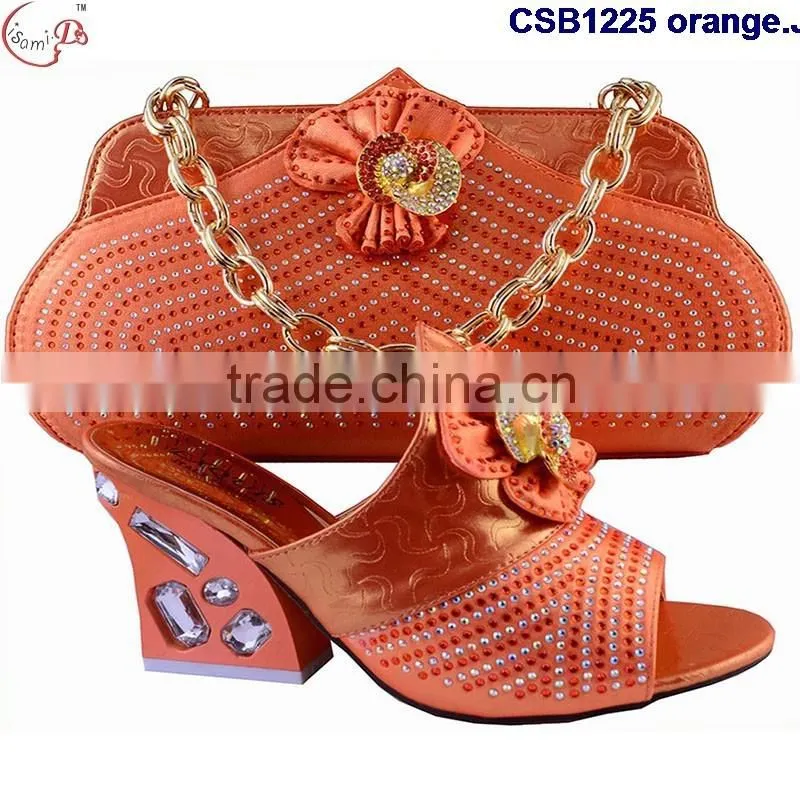 CSB1225 Chowleedee fasion latest fashion woman italy style high heel sandal shoes with matching bag