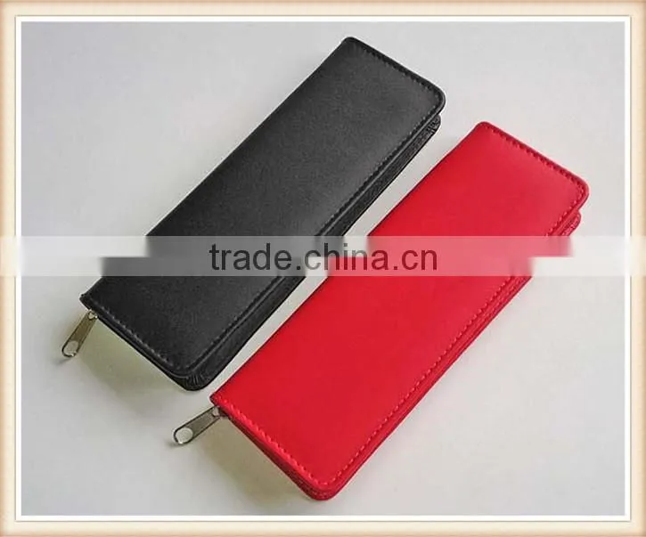High Quality leather zipper pen case for metal pen