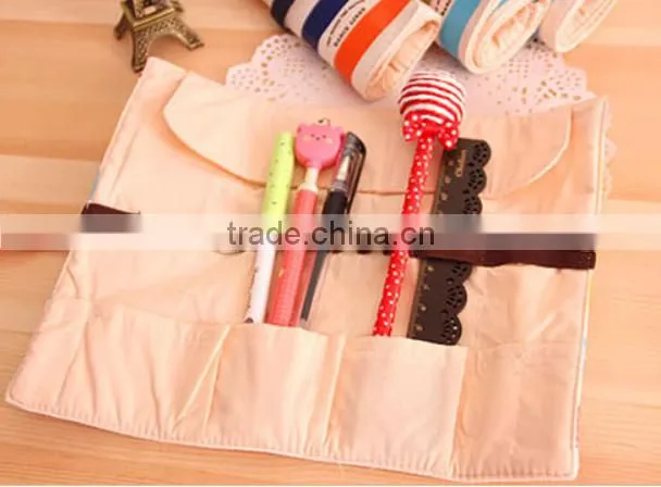 Newest stripe printing roll up school pencil case made in china