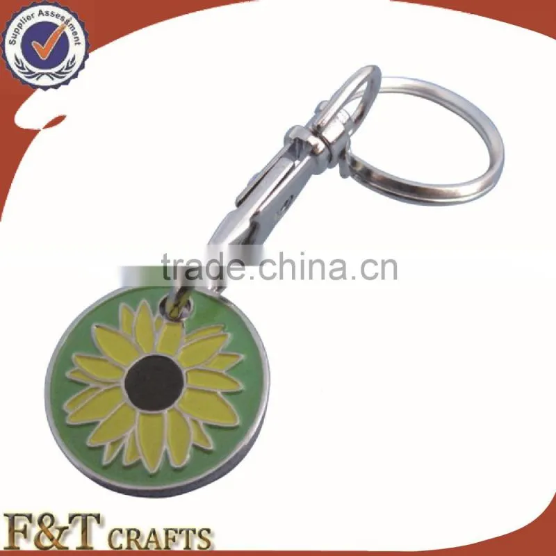High quality plating goldl two side printing logo trolley coin/trolley coin keyring/trolley coin keychain