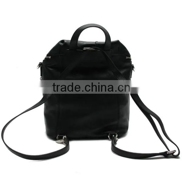 Fashion quality convertible backpack purse black leather backpack for women
