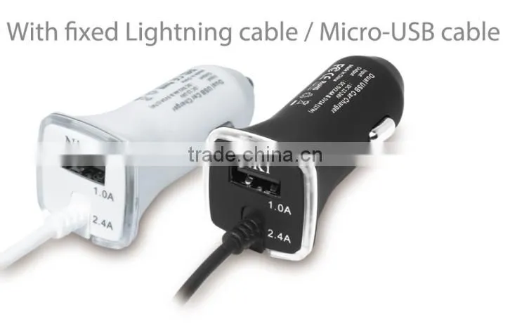 Mobilephone accessories factory in china car charger with usb charger cable