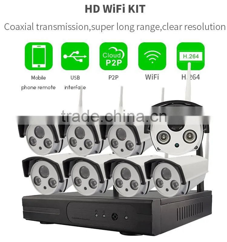 Vitevison CCTV system optional 1mp 1.3mp wifi camera H.264 8ch wireless wifi NVR Kit