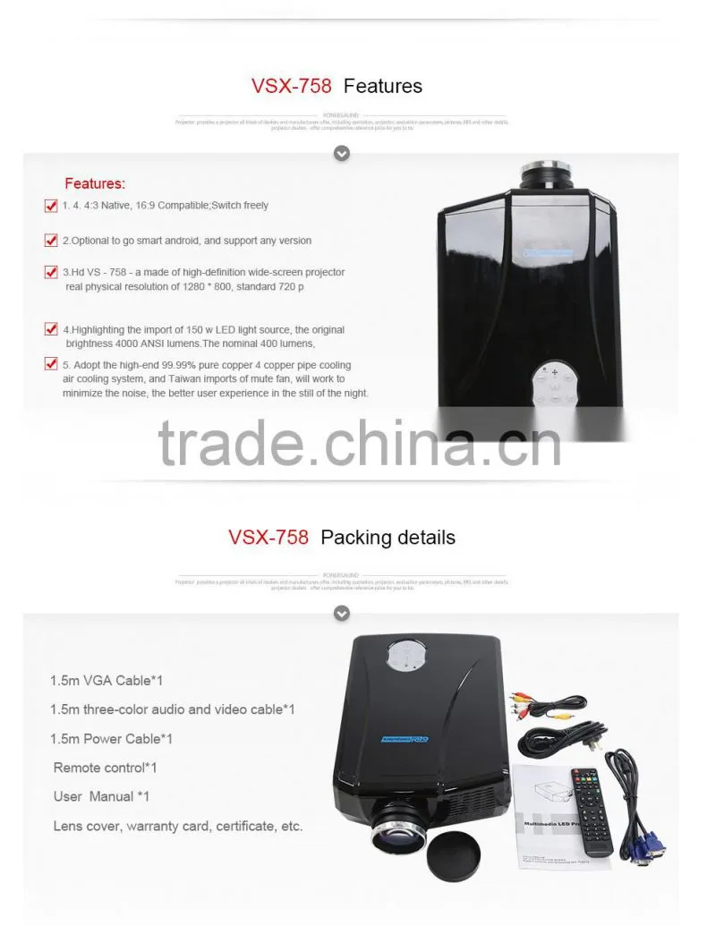 Best selling !! 2800 Lumens SD HDMI USB Port 1080P Full HD LCD Projector