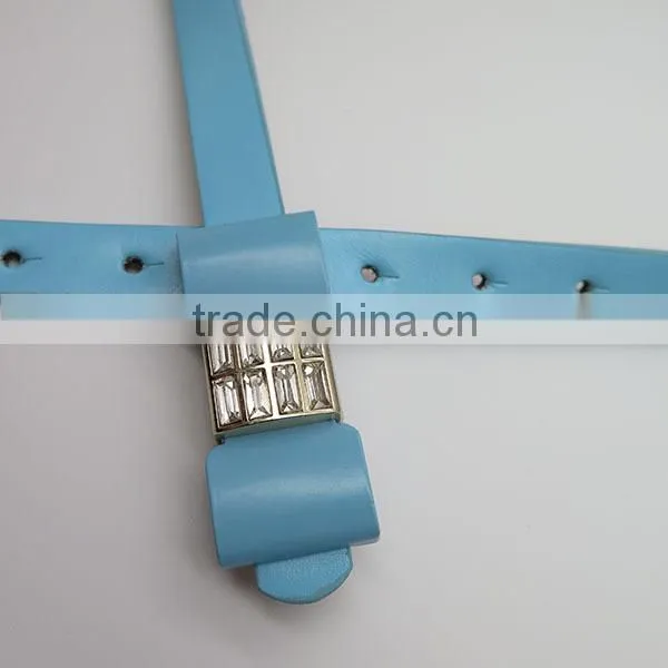 Candy color fashion skinny belt with glass for dress