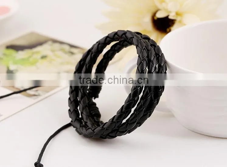 multilayers cheap personalized leather wrap bracelet wholesale
