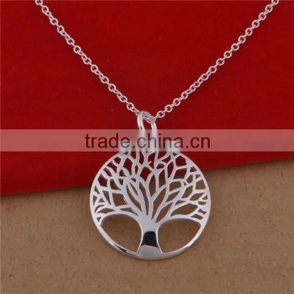 plated 925 silver christmas silver tree of life pendant necklace