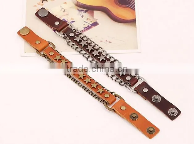 Punk Cool Men Womens Wide Genuine Leather Belt Bracelet Cuff Wristband Bangle