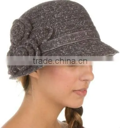 Womens Vintage Style Cloche Bucket Bell Hat with Flower Accent