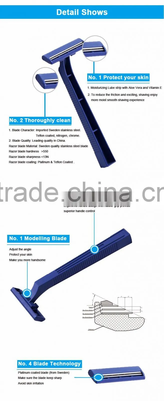 Safe comfortable japanese razor blades