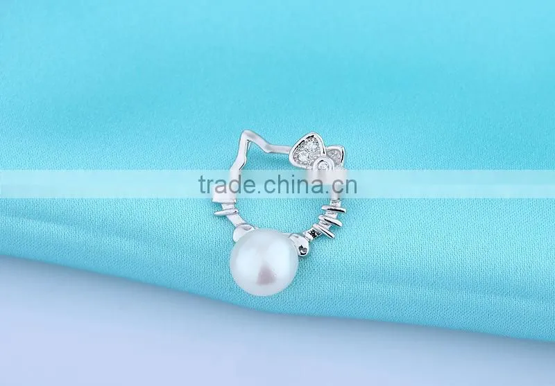 Lovely Cat Shaped Pearl 925 Sterling Silver Jewelry Sets