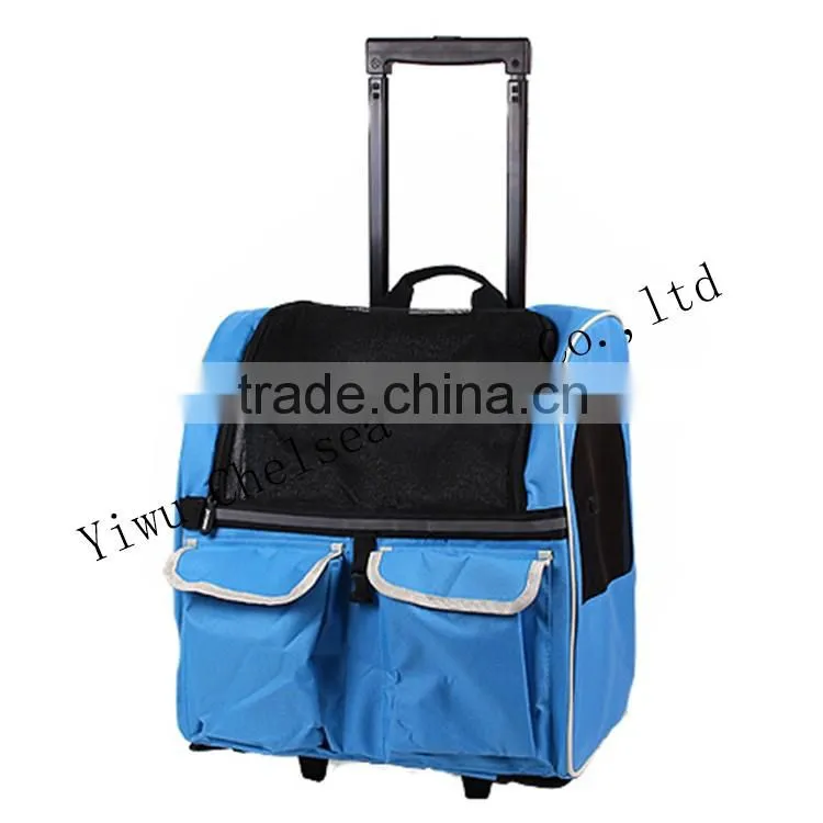 Backpack Pet Carrier on wheels travel rolling Luggage dog bags walking with mat