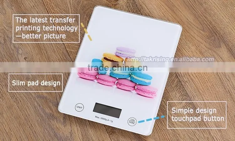 Printing Glass LCD Electronic Kitchen Weighing Digital Scales