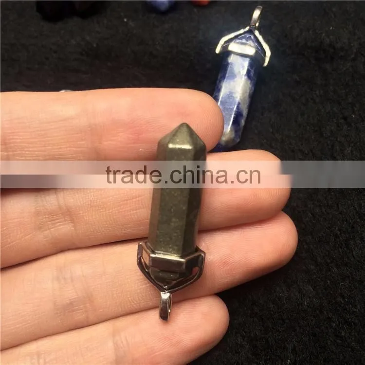 Natural Crystal Stone Point Small Pillar Pendant For Necklace