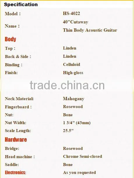 40inch beginner thin body electric acoutic guitar