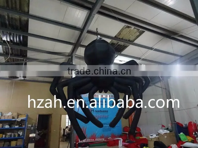 Giant Hanging Inflatable Black Spider for Halloween Decoration