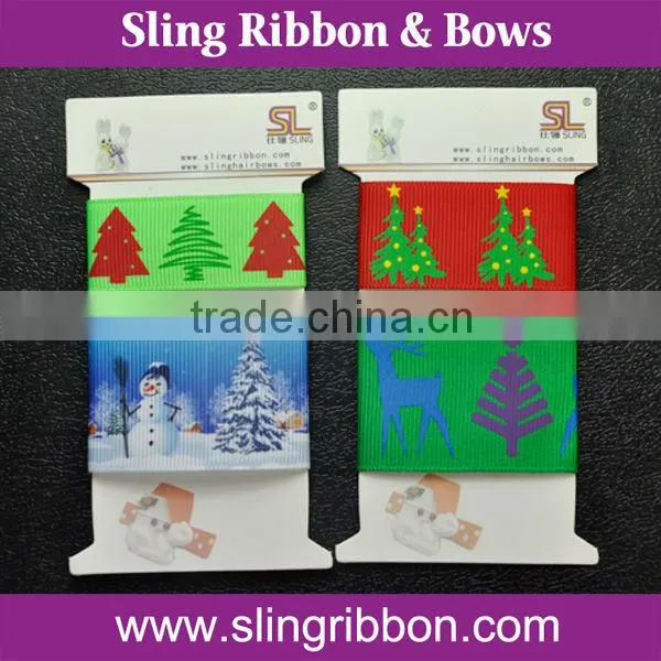 Printed Grosgrain Ribbon On Card For Christmas