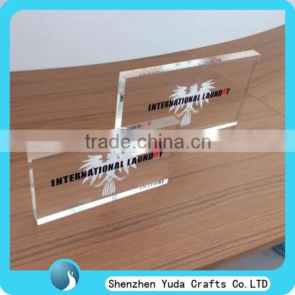 retail selling acrylic plus screen printed logo, pretty acrylic block rectangular nameplate signage
