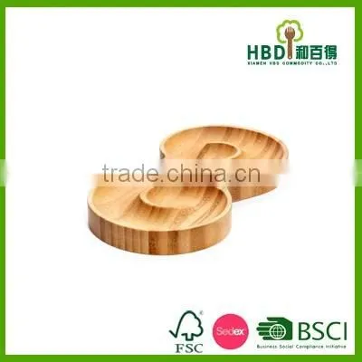 Hot selling S-curved wood bamboo food tray