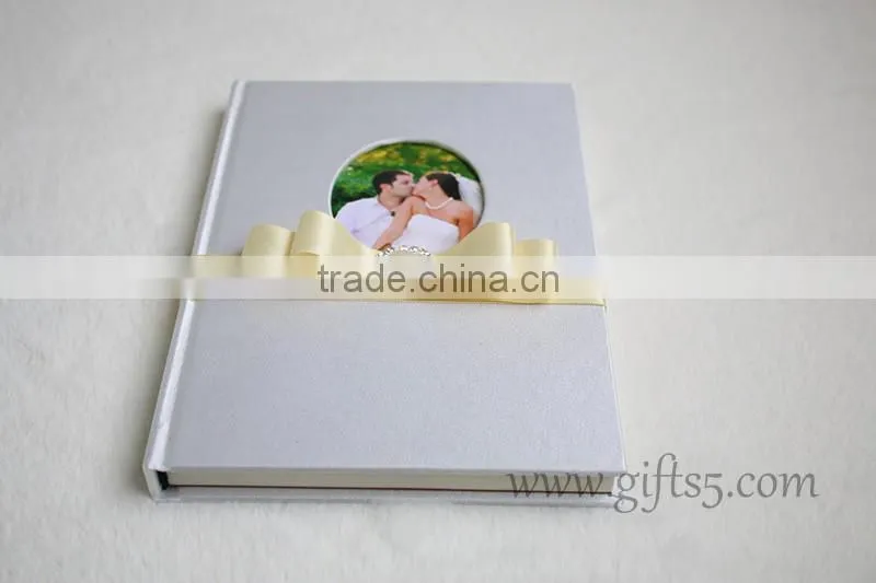Custom Handmade Wholesale Wedding Guest Books with silk hardcover
