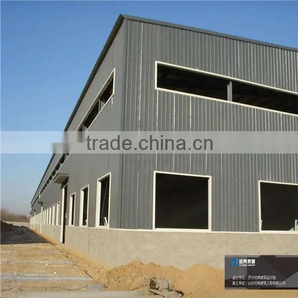 Steel Galvanized Prefabricated Warehouse with Sandwiched Panel Wall