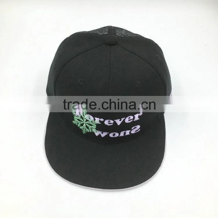 Custom embroidery black mesh snapback hats wholesale