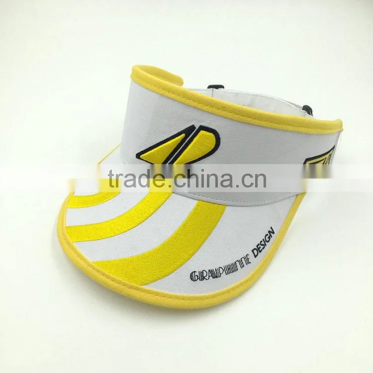 Fashion wide brim 100% polyester 3D embroidery sun visor cap wholesale