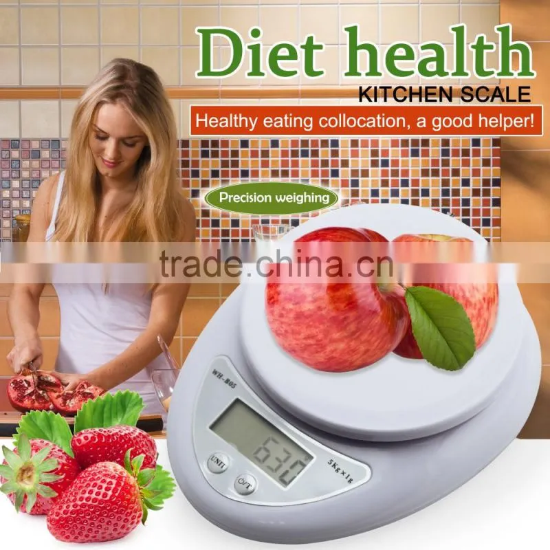Sidiou Group White 10lb X 0.04oz Mini Digital Electronic Kitchen Scale Diet Food Compact Kitchen Scale 5kg X 1