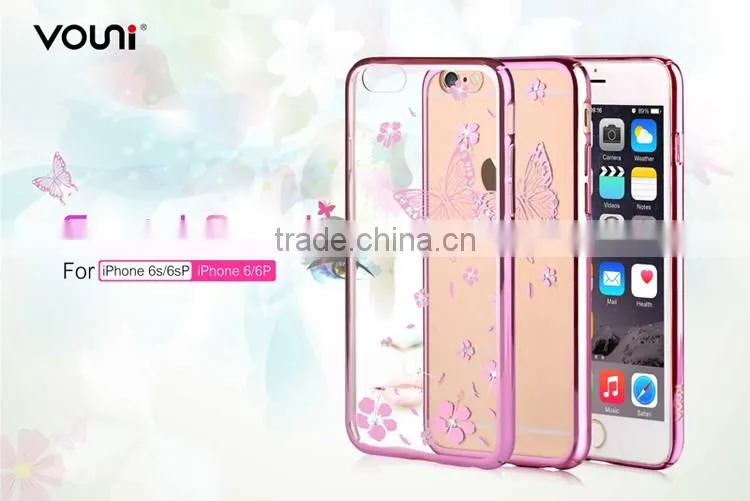 VOUNI Luxury butterfly bling PC case for iphone6s & 6s plus,electroplating mobile phone case