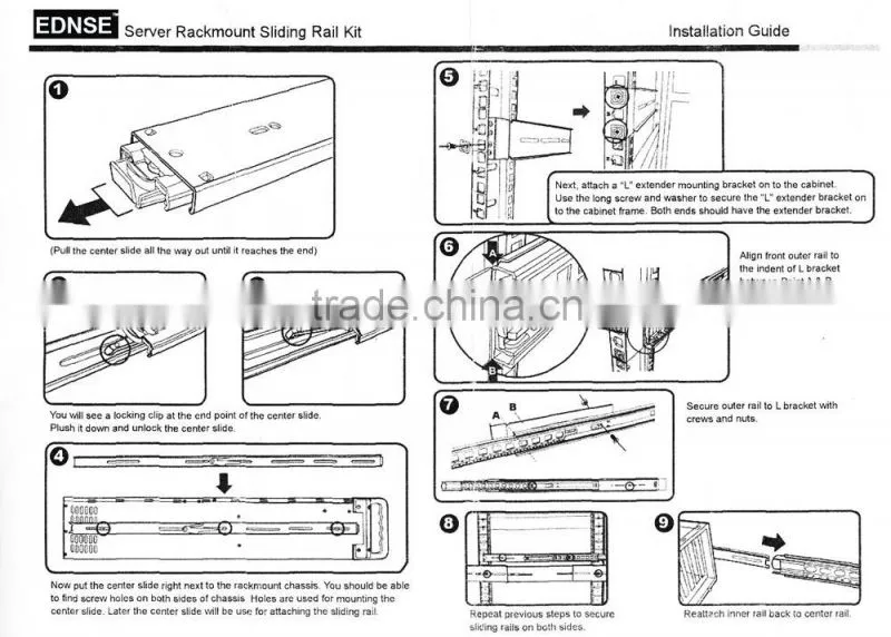 EDNSE S20-D 20" Steel Rack Rail Slides