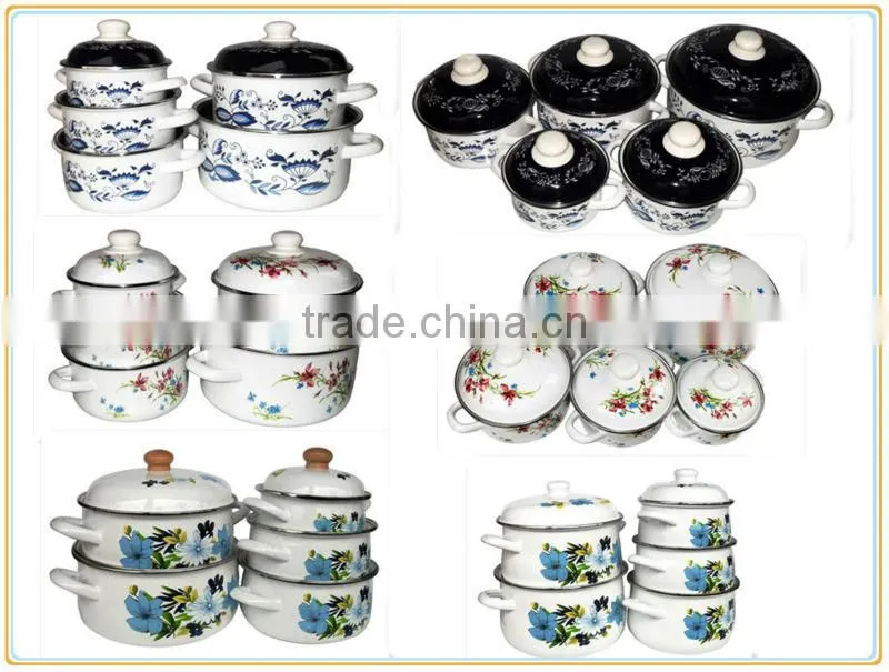 3pcs iron color decal enamel cookware