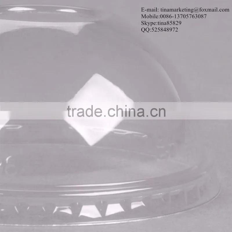 Custom Disposable PS Plastic Clear Dome Lid with Hole for Clod Drink Cup