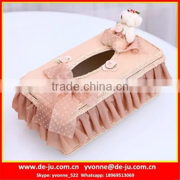 Lacework Sewing Red Decorative Tissue Boxes