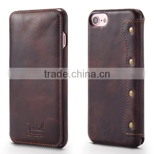 2017 4.7 Inch Universal Simple Cowhide Flip Leather Phone Case For iPhone 7/6s/6
