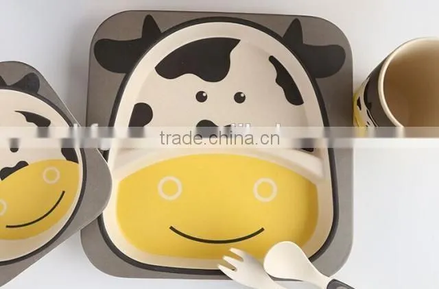 2016 hot sale biodegradble bamboo fibre kid's dinner set