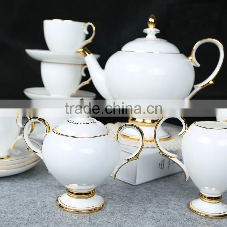 ceramic gold plated 24pcs tea set porcelain tea pot set fine royal porcelain tea set