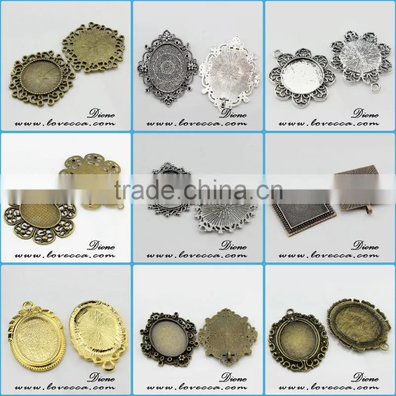 Silver DIY pendant cabochon settings,silver jewelry cameo jewelry settings,Silver Metal Charms setting