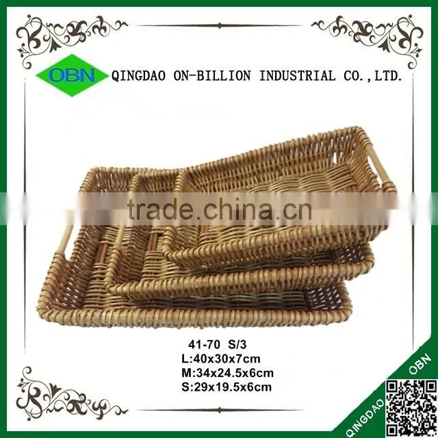 Handmade decorative washable disposable unique natural wicker tray basket