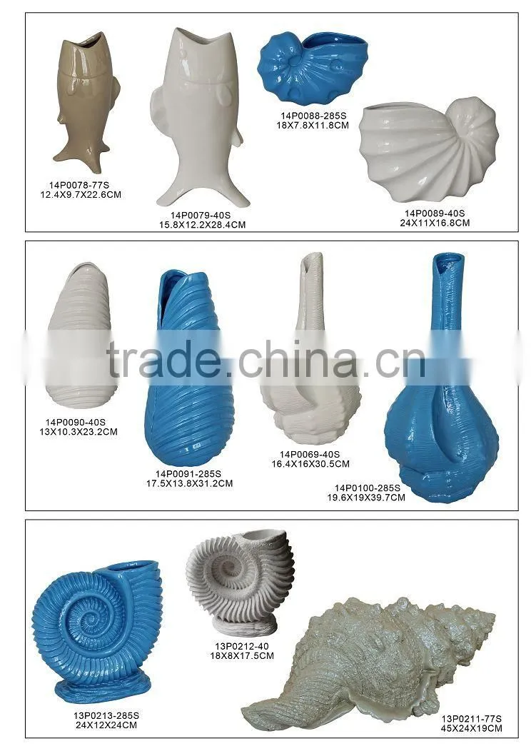 Ocean Series poly Resin Waved Shell Vase
