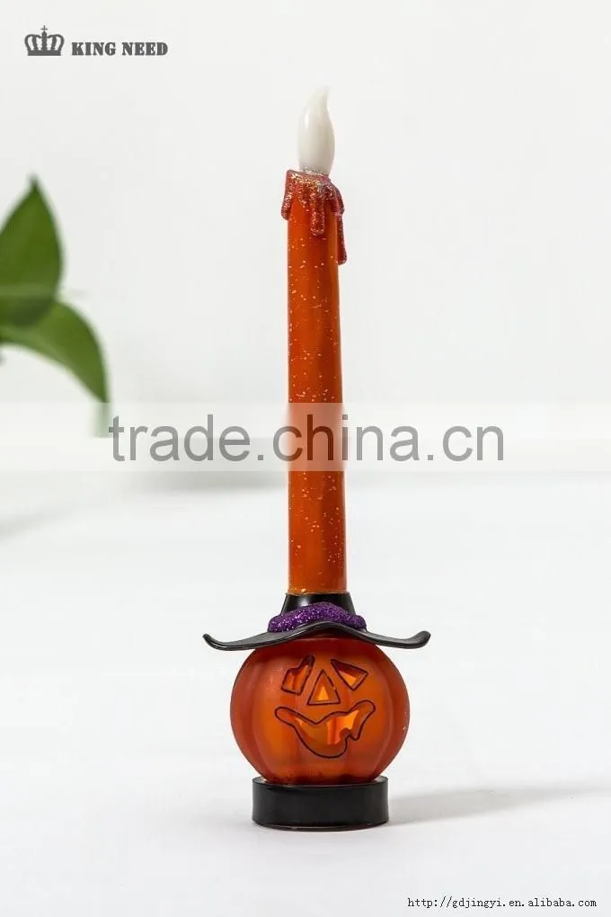 latest artificial acrylic LED candle light pumpkin shape base halloween decorations
