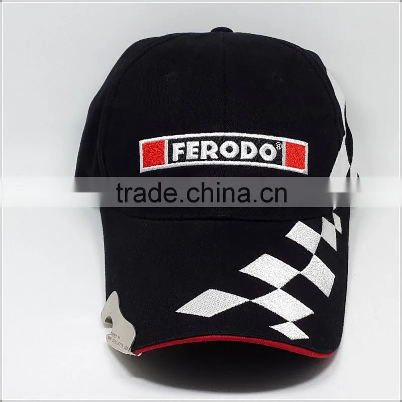 racing caps and hats embroidered with bottle opener