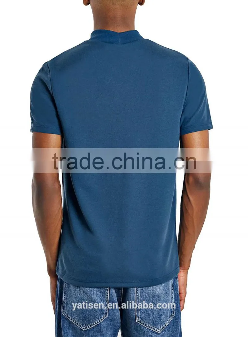 Blue Long Sleeve Classic Fit Turtle Neck T-Shirt for male 2015 new arrival t shirts