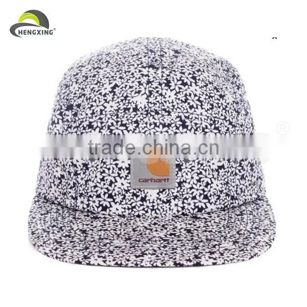 black full leather custom made 5 panel cap blank 5 panel cap
