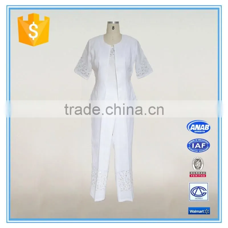 Ladies Formal Pant Suits 3-piece White Church Suits Designs