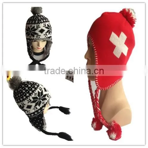 2016 new fashion winter warm soft double layer knitted ladies hats