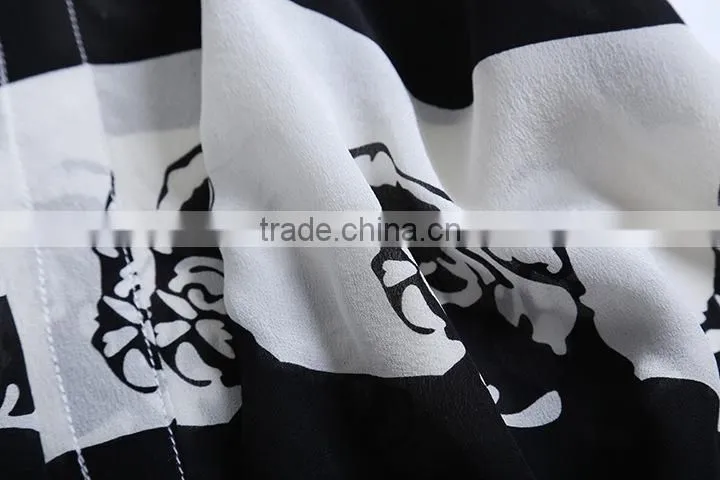 2015 HOYUGO latest printed blouse designs, model loose blouse, lao silk blouse wholesale manufacturer in China.