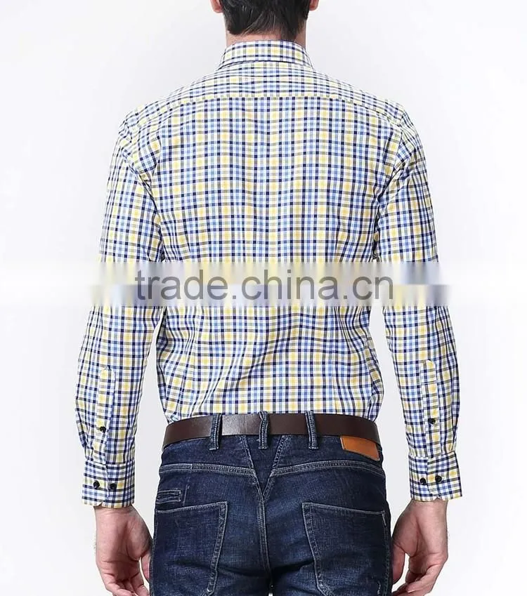 Long sleeve formal shirts for men fancy plaid printed garments