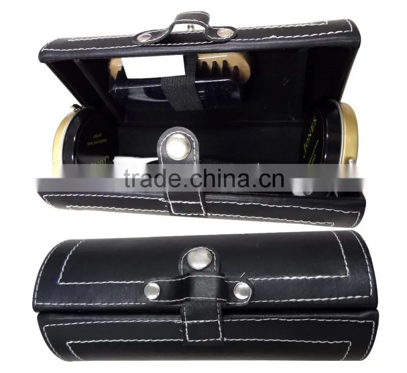 hot selling gentlemen's handware shoe care /polish/shine kit with PU bucket/bag