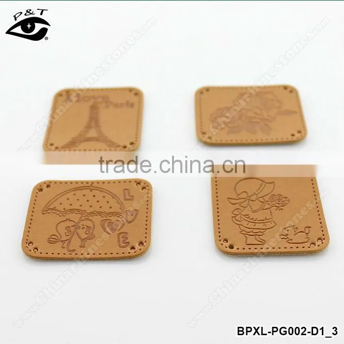 Square shape PU leather label design for clothing