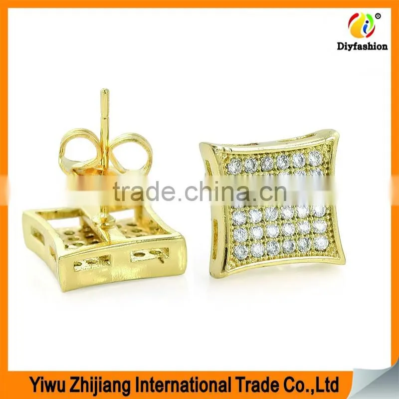 2017 new fashion Set auger inlay zircon Platinum plating rhombus earrings